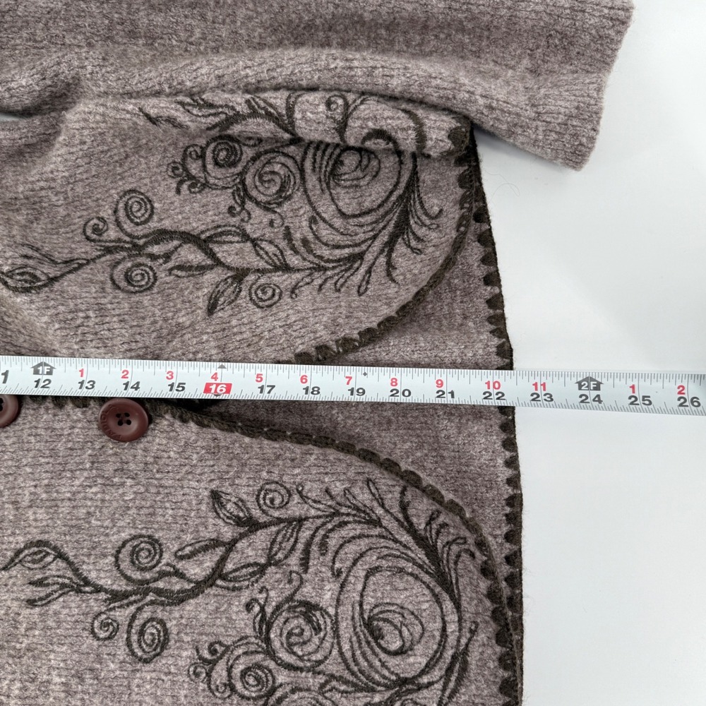 Fabiola Italy Brown Wool Blend Embroidered Button Front Cardigan Jacket‎ - Picture 10 of 10